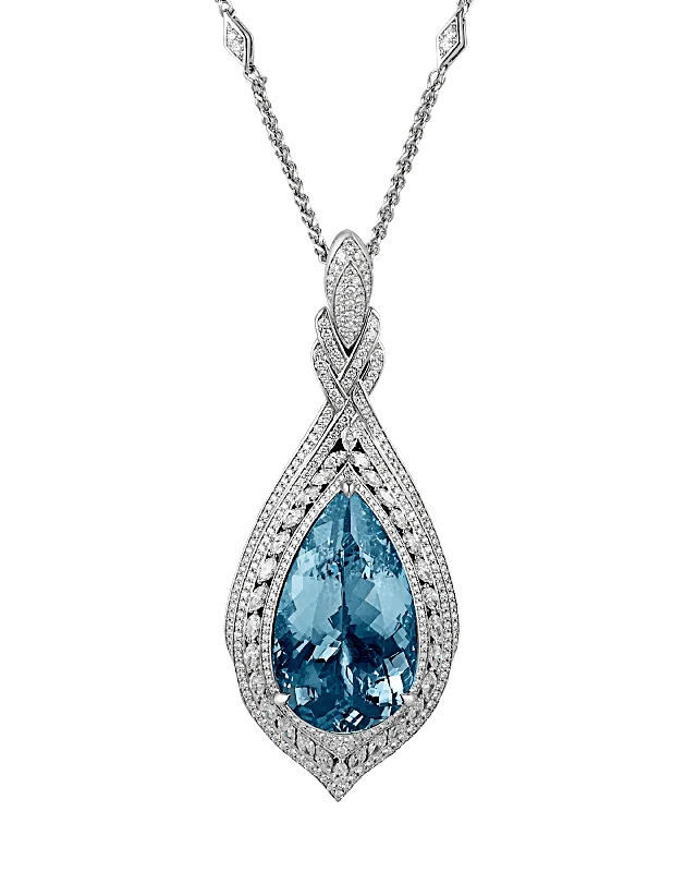 charm pendant necklaces for women -Aquamarine Pendant Necklace, 60.00 Carats