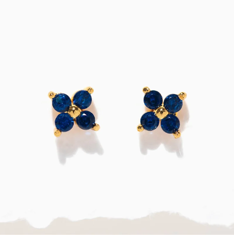 artistic gold earrings for women -Teeny Tiny Sapphire Cluster Studs