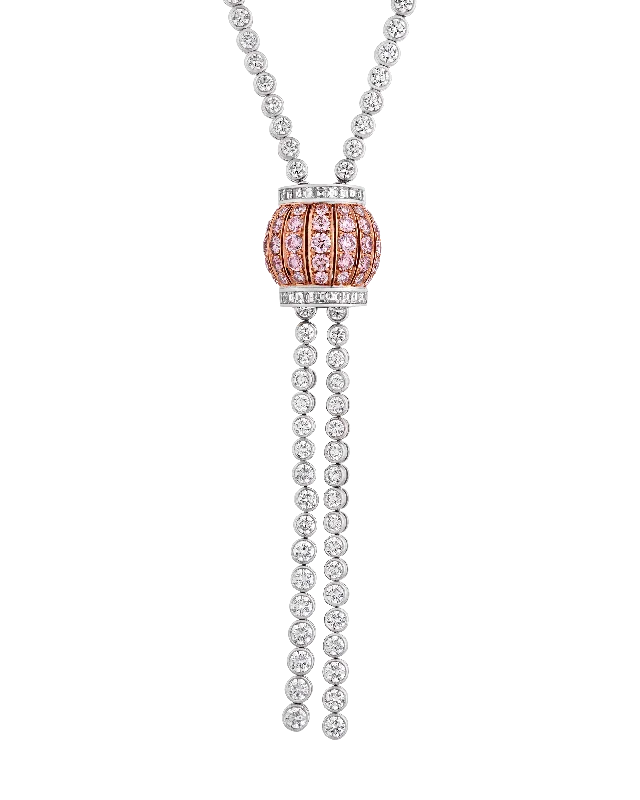 charm necklaces for women -Pink and White Diamond Necklace, 23.08 carats