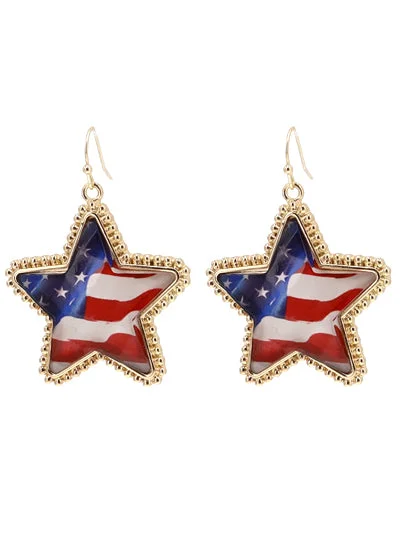 luxury crystal earrings for women -Patriotic Star Earring