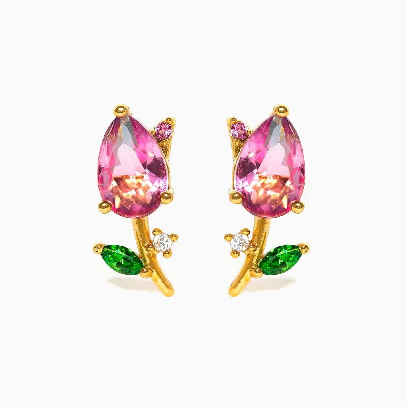 pearl drop earrings for women -Blossoming Tulip Studs