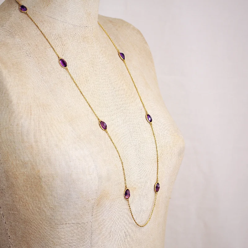 designer necklaces for women -A Fine Edwardian Amethyst Stations Guard Chain