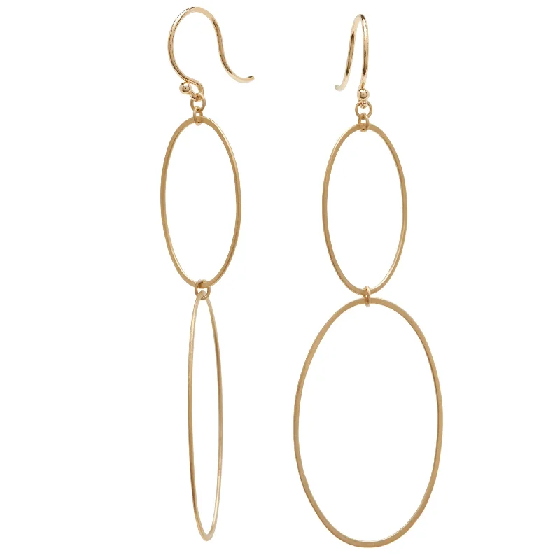 gold drop earrings for women -<!--ER651-2-->two ellipse earrings