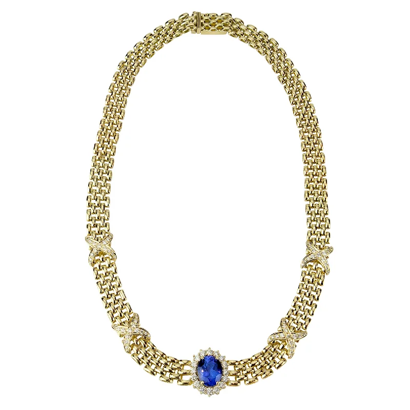 statement pendant necklaces for women -Necklace - Tanzanite And Diamond