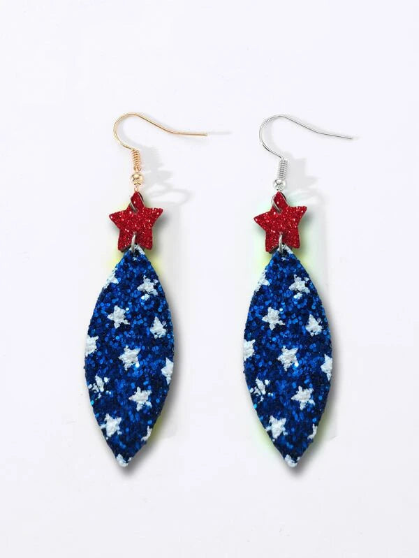 twisted earrings for women -Red White & Blue Glitter Style Earrings