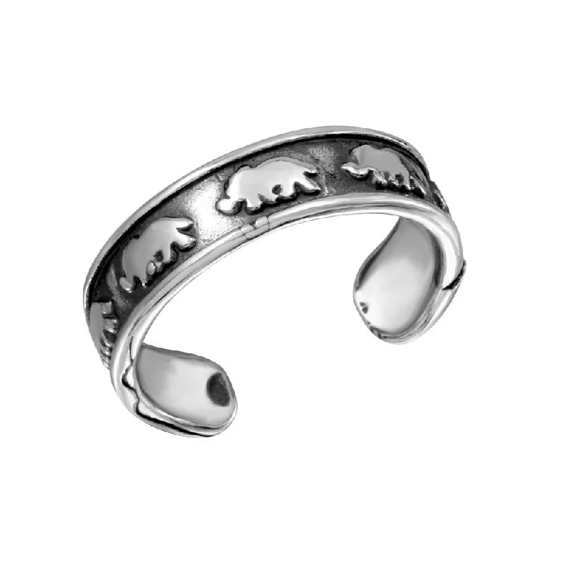 fashion-forward rings for women -Silver 925 Elephant Adjustable Toe Ring - TR169-A