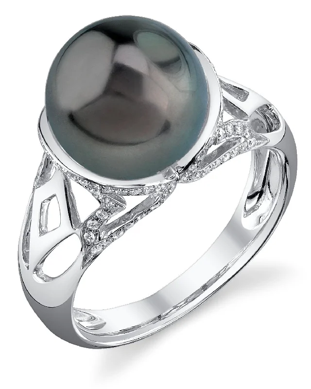 dainty rings for women -Tahitian South Sea Pearl & Diamond Abby Ring