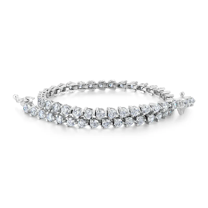 stacking bangle bracelets for women -Round Brilliant tennis bracelet with 3.18 carats* of diamond simulants in sterling silver