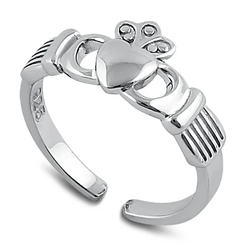 classic wedding rings for women -Sterling Silver Claddagh Toe Ring