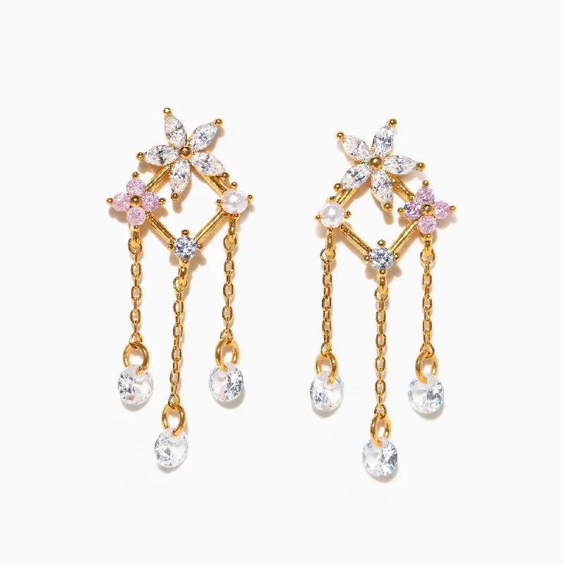 clip-on earrings for women -Raining Gems Dangle Earrings