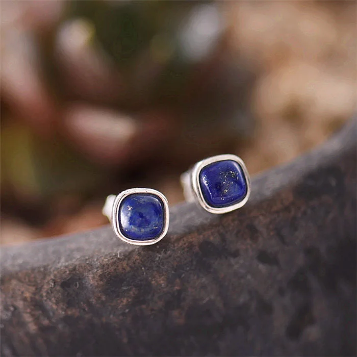 gold hoop earrings for women -Lapis Lazuli Stud Earrings in Sterling Silver Jewelry Accessories Gifts For Women