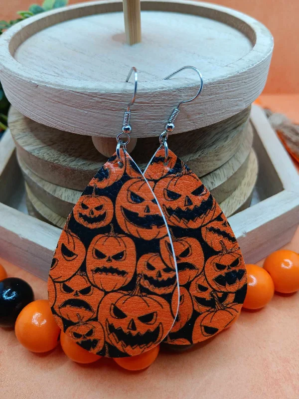 sparkling earrings for women -Angry Jack O' Lantern Earrings