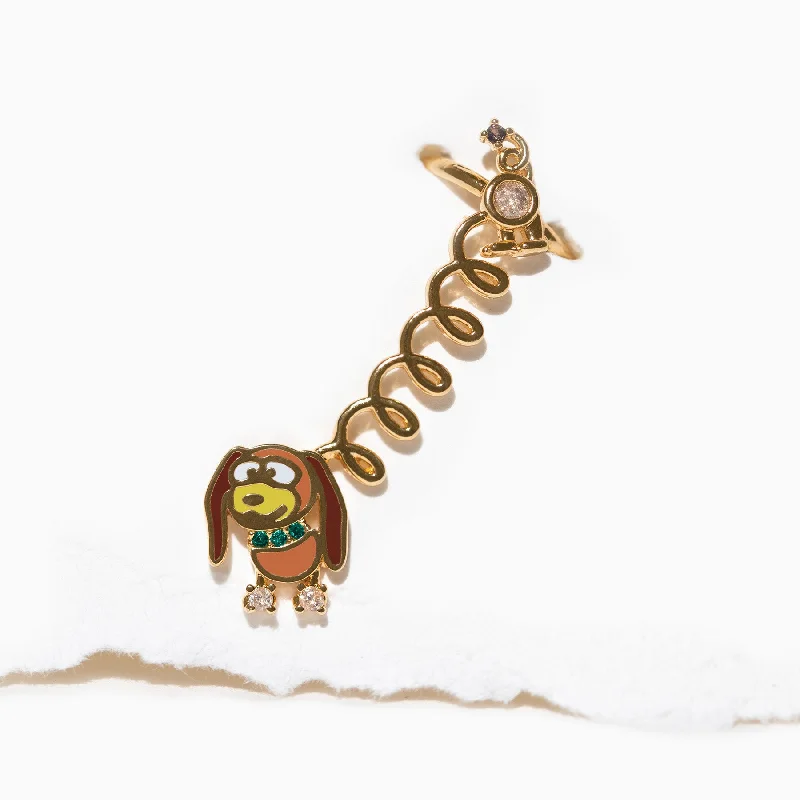 bold earrings for women -Pixar Toy Story Slinky Dog Stud + Ear Cuff