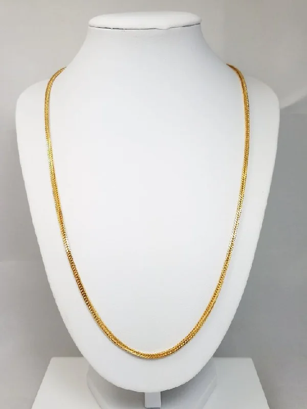 silver chain necklaces for women -Radiant 22k Yellow Gold Solid Wheat Link 22" Chain Necklace