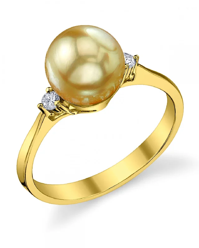 unique rings for women -Golden South Sea Pearl & Diamond Polaris Ring