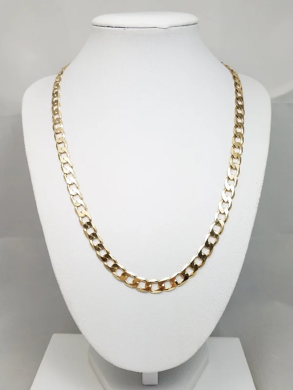 women’s heart necklaces -Bold 20" 10k Yellow Gold Solid Curb Link Chain Necklace Italy