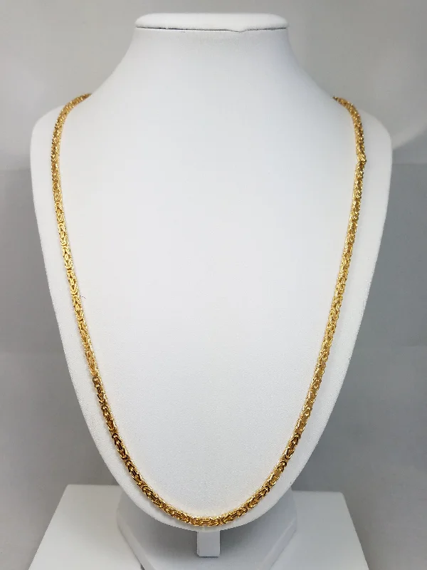 luxury necklaces for women -Exceptional 24" Solid 14k Yellow Gold Byzantine Chain Necklace