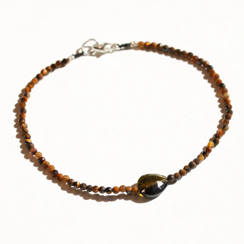 stacking bangle bracelets for women -Tigers Eye +Tourmaline Bracelet No.16