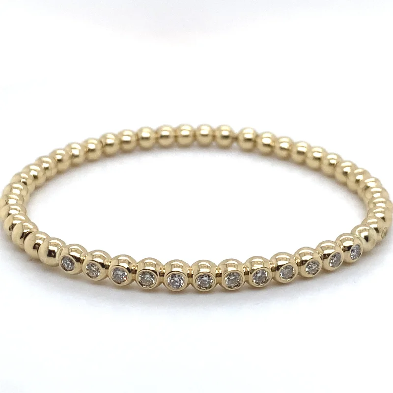 women’s bangles and bracelets -14k Yellow Gold Stretch Bracelet with Diamonds