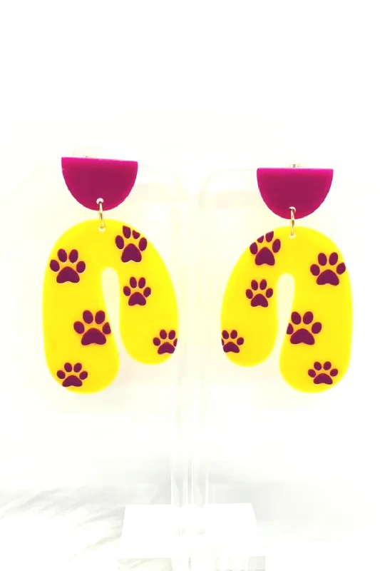 statement earrings for women -ACRYLIC EARRINGS | LSU PAW PRINT