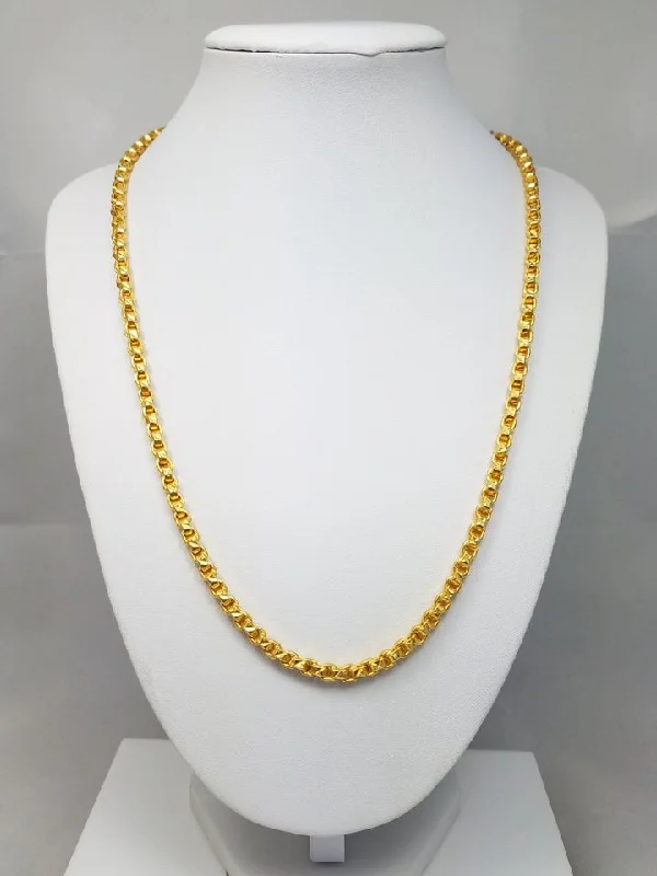 women’s crystal charm necklaces -20" Show Stopping Handmade Solid 23k Yellow Gold Fancy Link Chain Necklace