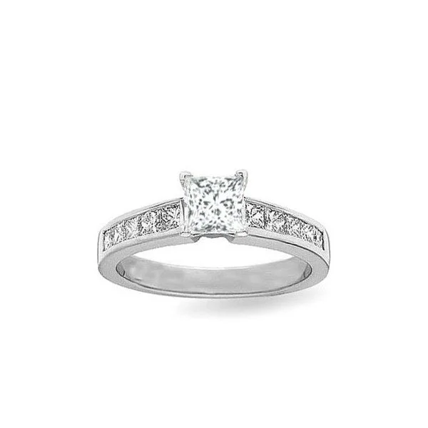 women’s unique gemstone engagement rings -Classic Art Deco Engagement Ring 1.50 Carat Princess Cut Moissanite Diamond Ring on 10k White Gold