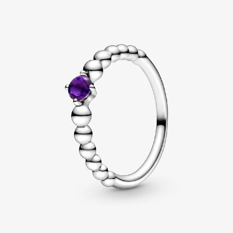 gemstone rings for women -Purple Beaded Crystal Ring