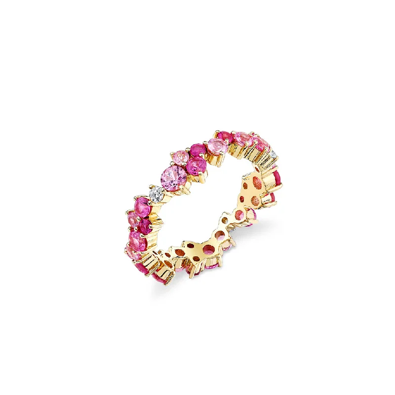 luxury rings for women -Gold & Diamond Pink Sapphire Cocktail Eternity Ring