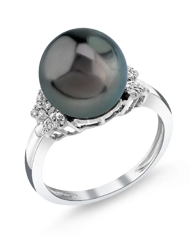 gold rings for women -Tahitian South Sea Pearl & Diamond Nora Ring