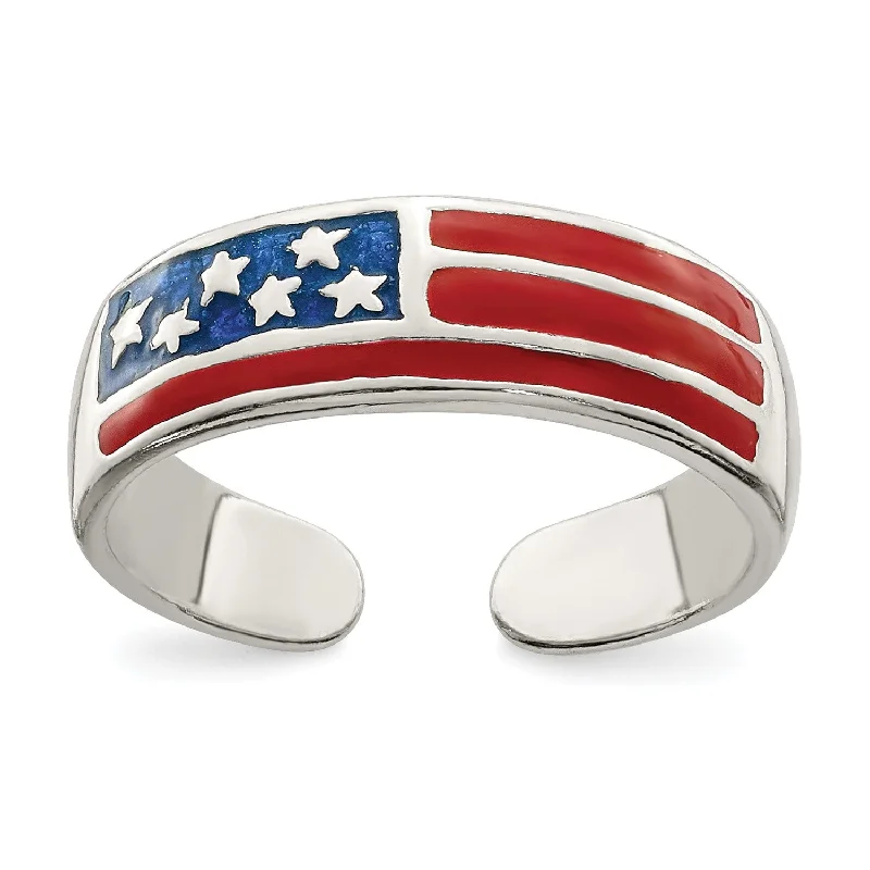 women’s rings -Sterling Silver American Flag Toe Ring