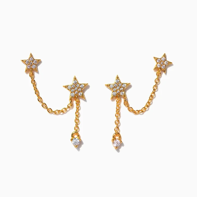 trendy crystal earrings for women -Stellar Connection Double Earrings