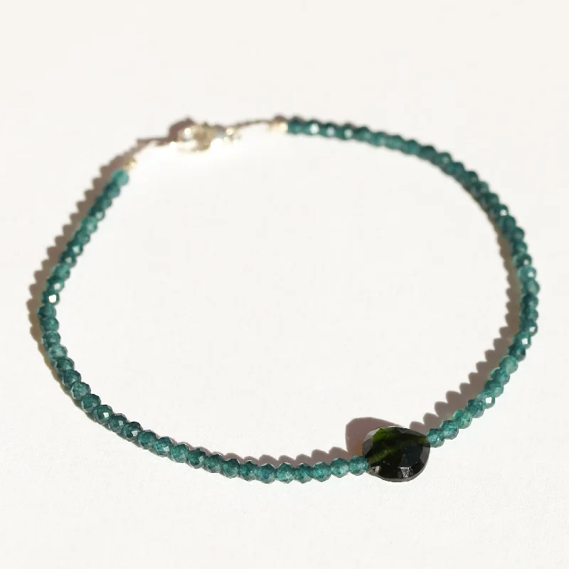 women’s friendship charm bracelets -London Blue Quartz + Green Tourmaline Bracelet