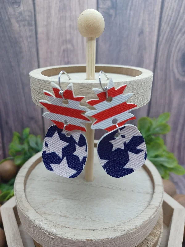 women’s bridal hoop earrings -Red, White, & Blue Pineapple Earrings