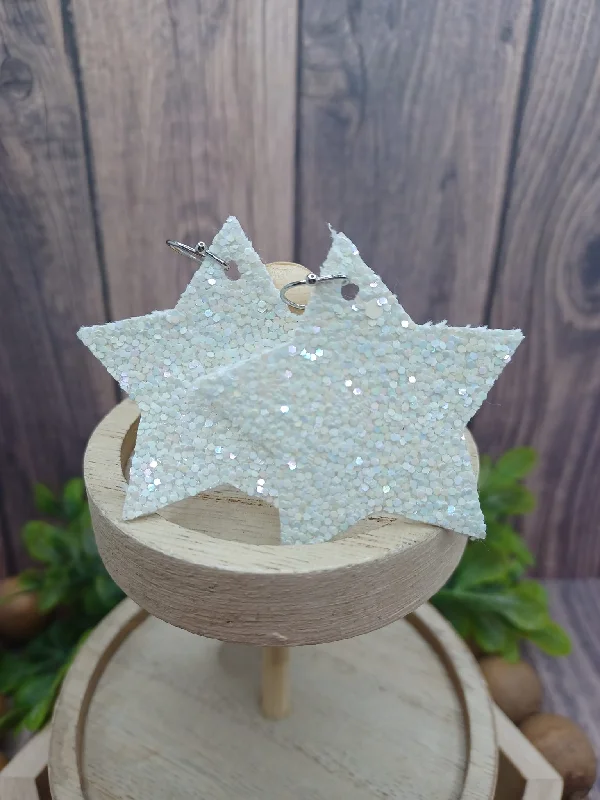 affordable diamond earrings for women -White Glitter Star Earrings