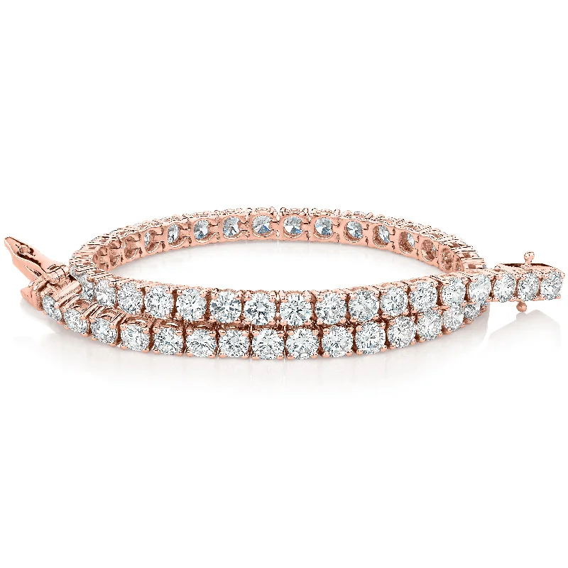 silver bangles for women -Premium Lab-Grown Diamond, 7 carat TW round brilliant tennis bracelet in 10 carat rose gold