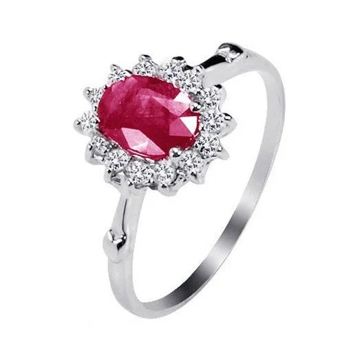 women’s unique gemstone engagement rings -1 Carat Real Ruby Engagement Ring on 10k White Gold