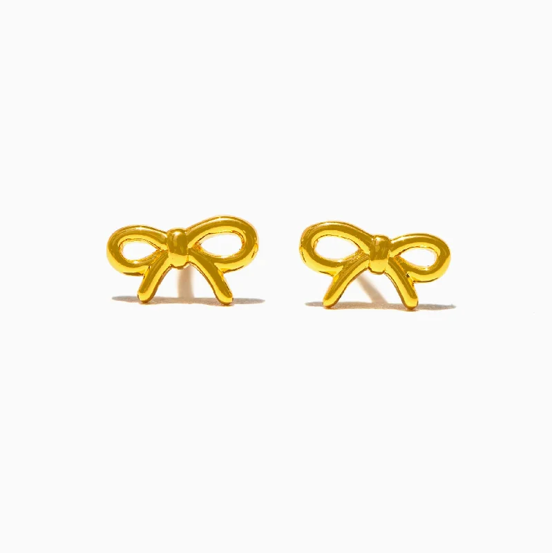 clip-on earrings for women -Lil Bow Studs