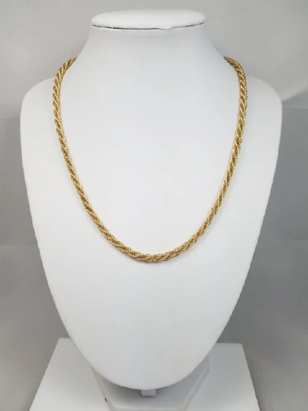 wedding gift necklaces for women -Fine 18" 14k Yellow Gold Hollow Fancy Rope Chain Necklace