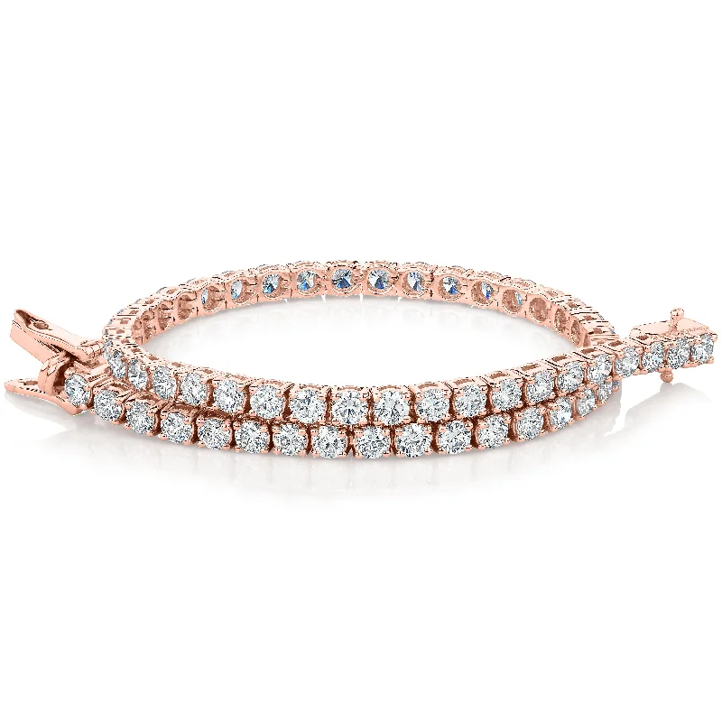 gemstone bracelets for women -Signature Simulant Diamond 5 carat* TW round brilliant tennis bracelet in 10 carat rose gold