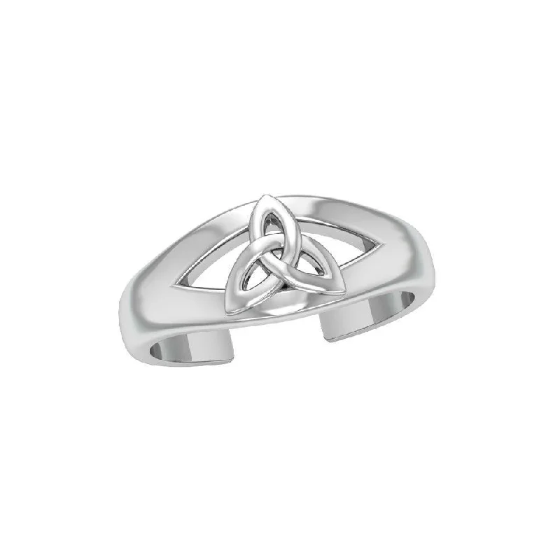 trendy gold rings for women -Celtic Triquetra Knot Sterling Silver Toe Ring TR3719