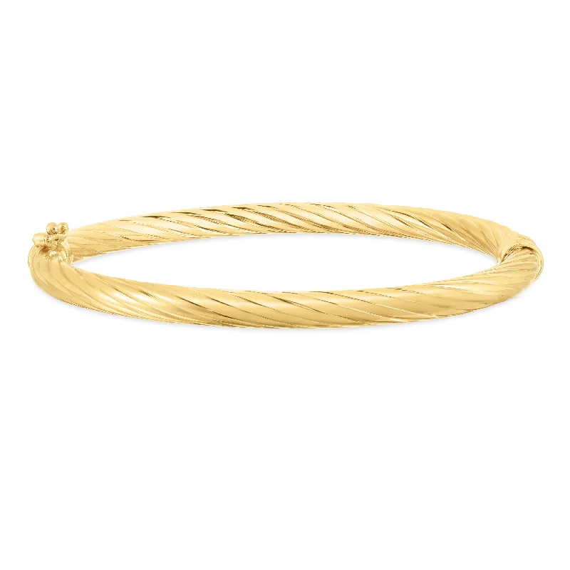 large bangles for women -14K Yellow Gold Twist Bangle