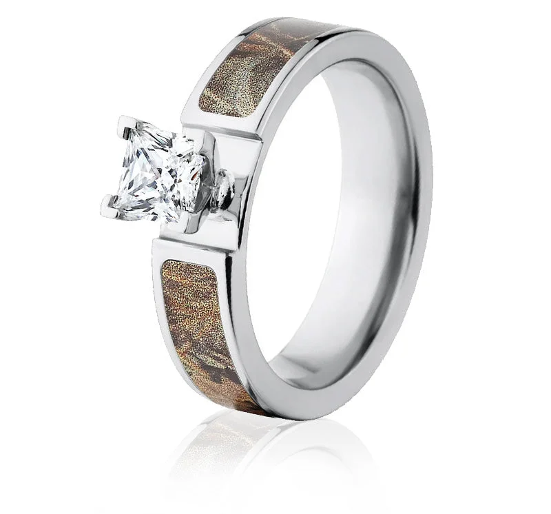 unique engagement rings for women -Realtree Max 4 Camo Engagement Ring - 1CT 6mm