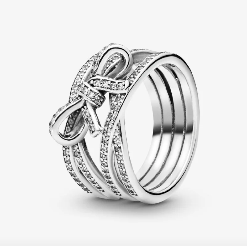 chunky rings for women -Sparkling Ribbon and Bow Ring