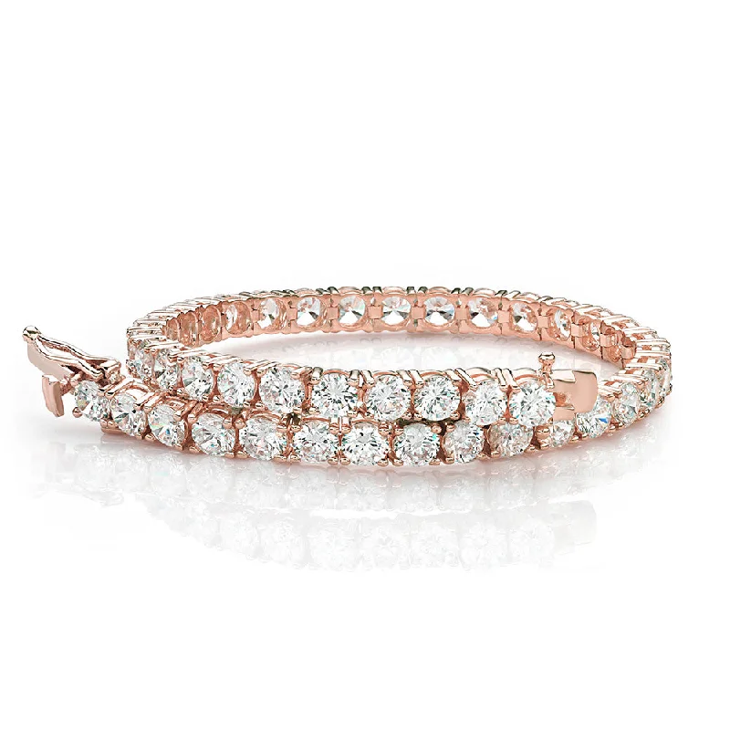 bangle and bracelet sets -Round Brilliant tennis bracelet with 11 carats* of diamond simulants in 10 carat rose gold