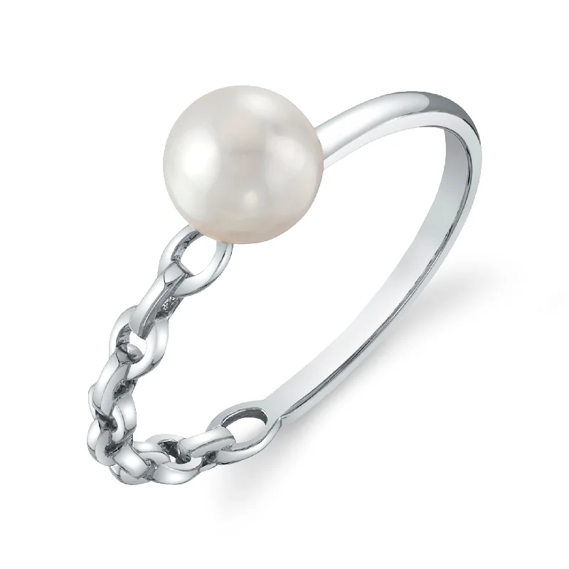 personalized gemstone rings -Akoya Pearl Daphne Ring