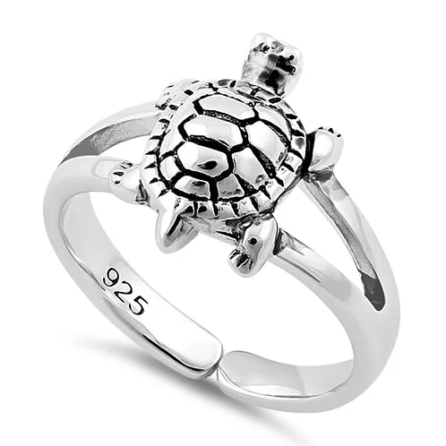 sterling silver rings for women -Sterling Silver Turtle Toe Ring