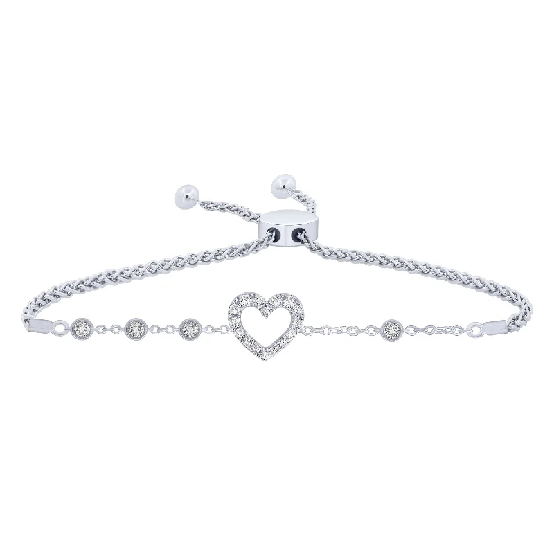 stylish bracelets for women -Sterling Silver 2/5Ctw Heart Friendship Bracelet