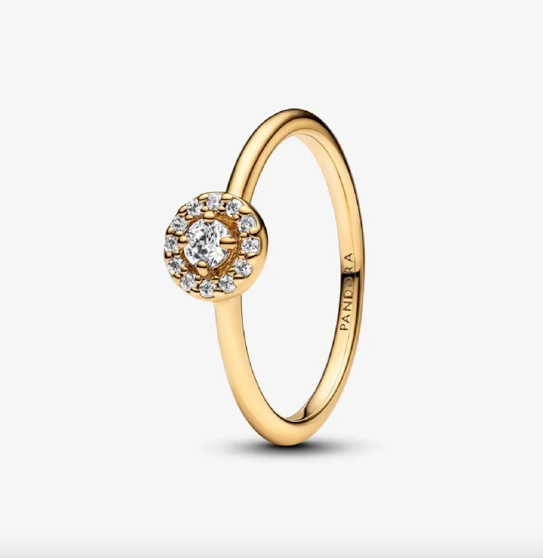 women’s solitaire rings -Round Pave Halo Ring