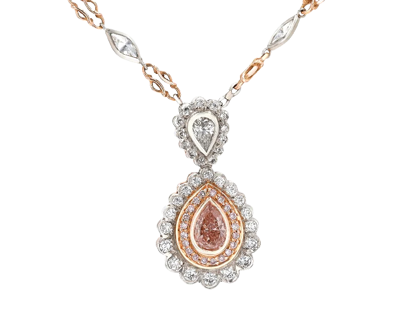 celestial necklaces for women -Fancy Orangey-Pink Diamond Necklace, 0.84 Carat