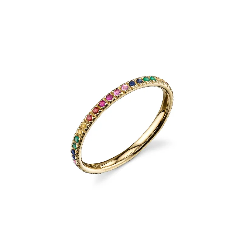 elegant rings for women -Gold & Rainbow Eternity Ring